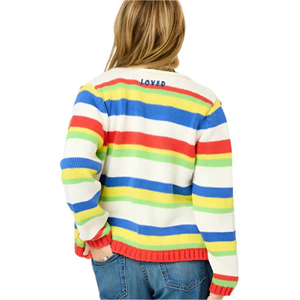 NEW KERRI ROSENTHAL beau lero cardigan sweater in colorful stripe - Picture 2 of 5